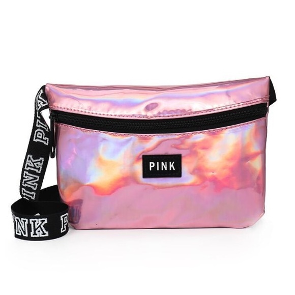 PINK Victoria's Secret Handbags - Victoria's Secret PINK Holographic Fanny Pack Bag
